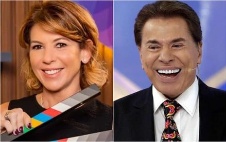 Montagem com Daniela Beyruti à esquerda e Silvio Santos à direita