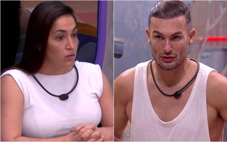 Montagem de fotos de Daniele e Diego Hypolito no BBB 25