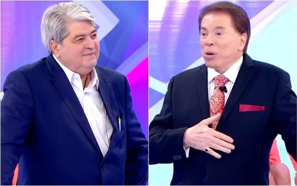 Montagem de fotos de Datena e Silvio Santos