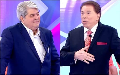 Montagem de fotos de Datena e Silvio Santos