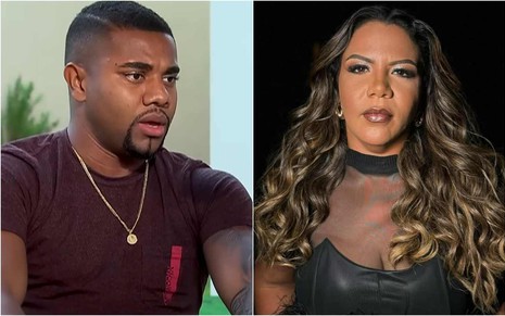 Montagem com fotos de Davi Brito no Domingo Record e de Mani Rego no Instagram