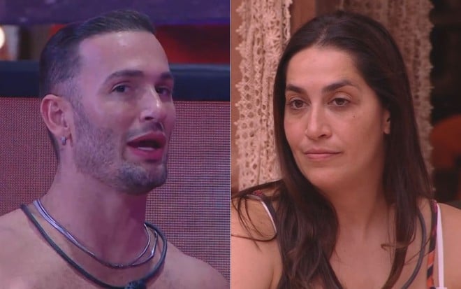 Montagem com imagens de Diego e Daniele Hypolito no BBB 25