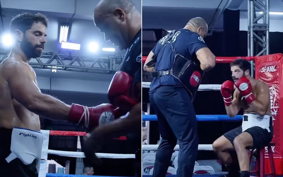 O ator Duda Nagle lutando boxe