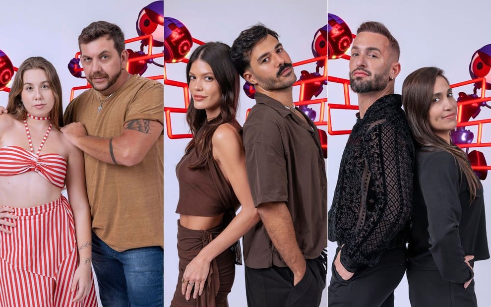 Montagem com Edilberto e Raissa, Vitória e Mateus e Diego e Daniele