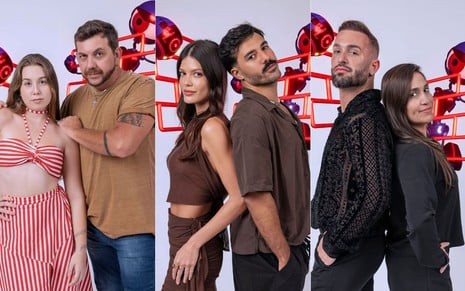 Montagem com Edilberto e Raissa, Vitória e Mateus e Diego e Daniele