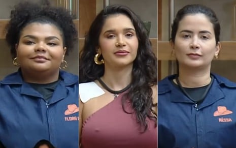 Montagem com Flora Cruz, Gizelly Bicalho e Vanessa Carvalho em A Fazenda 16