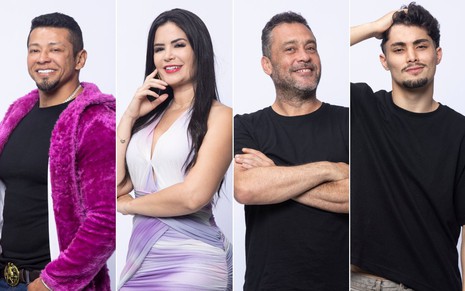 Gilson, Vanessa, Juninho e Gui, nesta ordem, em montagem de A Fazenda 16