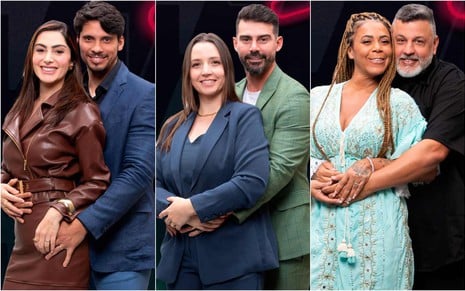 Montagem de fotos de Francine e Júnior, Caroline e Radamés e Silvia e André