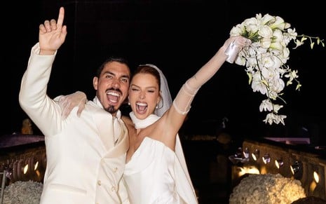 Gabriel David e Giovanna Lancellotti se casam aos pés do Cristo Redentor, no Rio de Janeiro