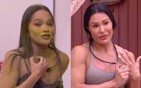 Montagem com fotos de Eva Pacheco e Gracyanne Barbosa no BBB 25