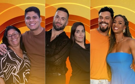 Montagem com as duplas Joselma e Guilherme, Diego e Daniele, Vinícius e Aline, do BBB 25