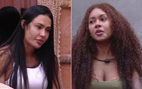 Montagem com Gracyanne Barbosa à esquerda e Giovanna Jacobina no BBB 25