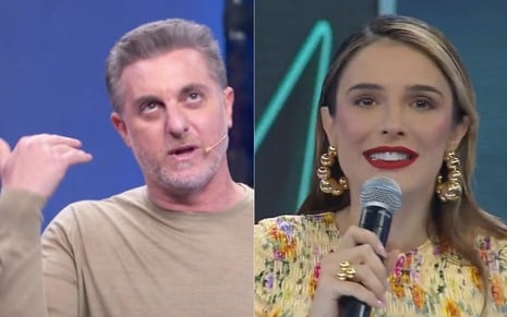 Montagem com fotos de Luciano Huck no Domingão e Rafa Brites no Power Couple