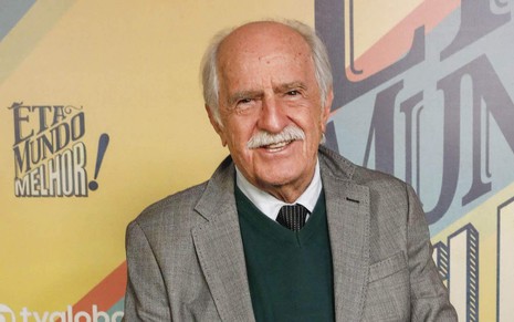 Ary Fontoura durante a festa de lançamento de Êta Mundo Melhor!, da TV Globo