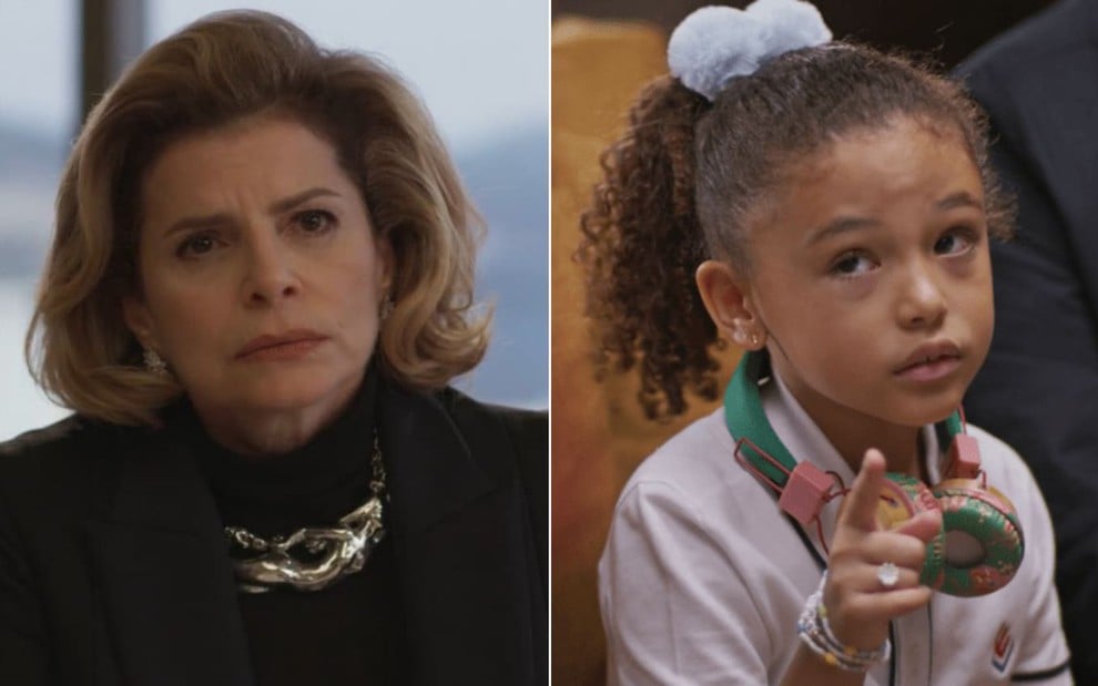 Montagem com Debora Bloch como Odete à esquerda em Vale Tudo e Elis Cabral a direita como Sofia em Dona de Mim