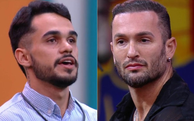 Montagem com João Gabriel Siqueira e Diego Hypolito no Sincerão do BBB 25