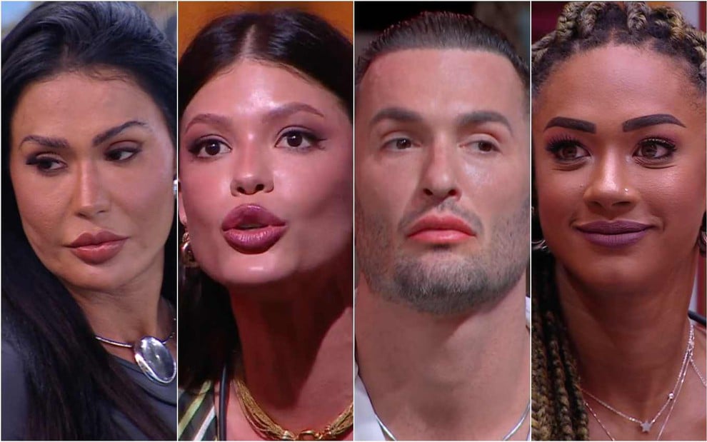 Montagem com participantes do BBB 25 na seguinte ordem: Gracyanne Barbosa, Vitória Strada, Diego Hypolito e Aline Patriarca