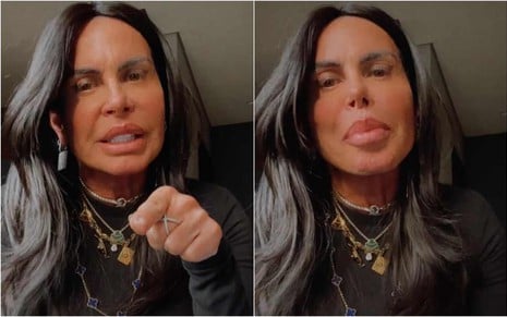 Montagem de fotos de Gretchen durante live