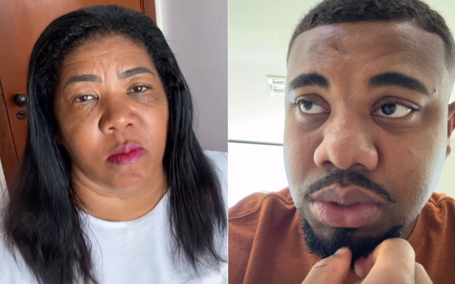 Montagem com fotos de Elisangela Brito e Davi Brito no Instagram