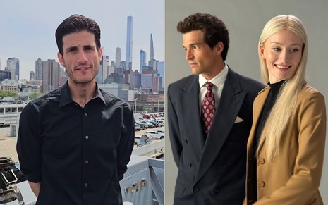 Montagem com fotos de Jack Schlossberg e dos atores Paul Kelly e Sarah Pidgeon caracterizados como John F. Kennedy Jr. e Carolyn Bessette