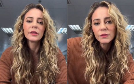 Montagem com dois momentos de Paolla Oliveira nos Stories do Instagram