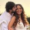 Montagem com dois momentos de Nattan e Rafa Kalimann no chá revelação de Zuza