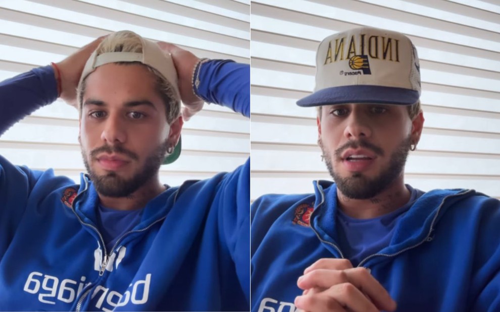 Montagem com dois momentos de Zé Felipe nos Stories do Instagram