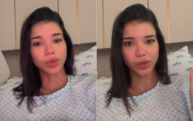 Montagem com frames do vídeo de Jakelyne Oliveira no hospital