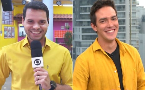 Comparação entre João Neto e Alessandro Jodar no Bom Dia São Paulo, os dois com camisa amarela --apenas o tom é levemente diferente