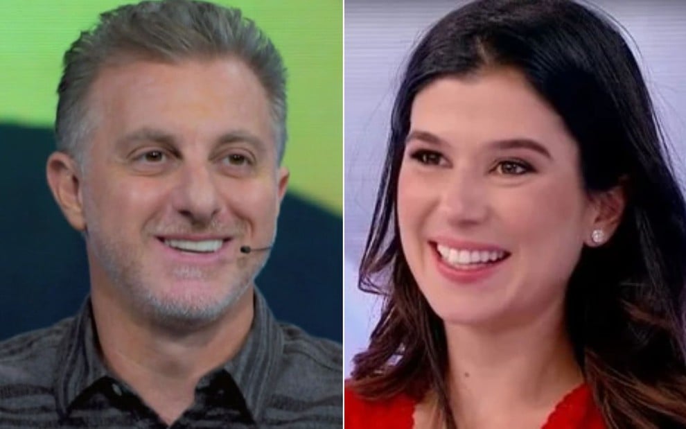 Montagem com Luciano Huck à esquerda e Renata Abravanel à direita