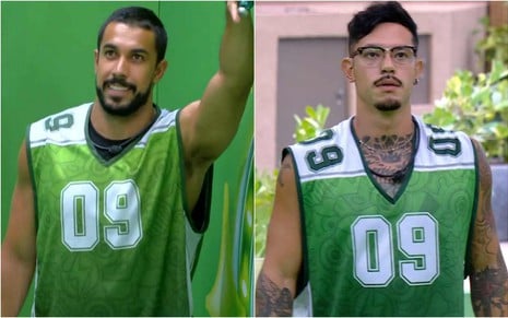 Montagem com fotos de Maike Cruz e Gabriel Yoshimoto na Prova do Líder do BBB 25