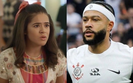 Na montagem: Maisa Silva em Garota do Momento (à esquerda) e Memphis Depay (à direita)