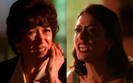 Na montagem estão Maristela (Lilia Cabral, à esquerda) e Clarice (Carol Castro, à direita) em Garota do Momento