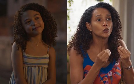 Elis Cabral como Sofia à esquerda em Dona de Mim e Taís Araujo como Raquel em Vale Tudo à direita