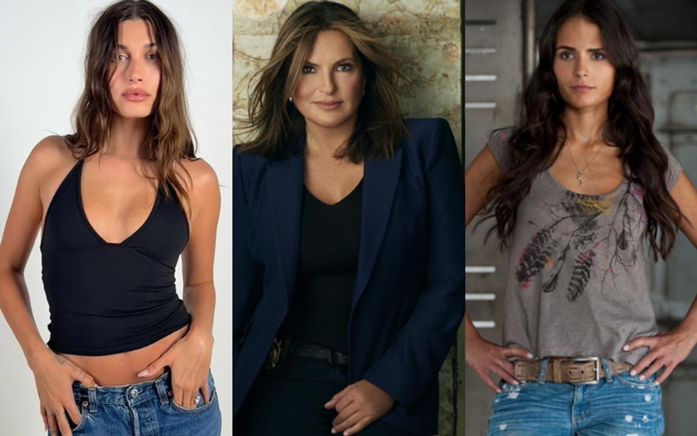 Montagem com Hailey Bieber, Mariska Hargitay e Jordana Brewster