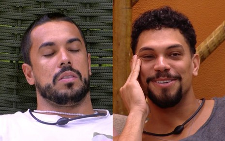 Montagem com Maike Cruz à esquerda e Vinícius Nascimento à direita no BBB 25