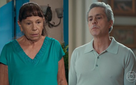 Montagem com Iara Jamra como Ana Lúcia em Volta por Cima à esquerda e Alexandre Nero como Marco Aurélio em Vale Tudo à direita