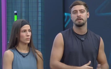 Foto mostra Nat e Eike em dinâmica do Power Couple