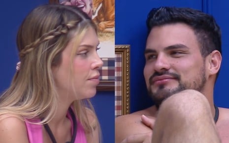 Montagem mostra frames da conversa de Ana Bruna Ávila e Renê Thristan em A Fazenda 18