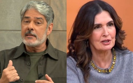 Montagem mostra os rostos de William Bonner e Fatima Bernardes