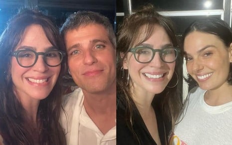 Montagem mostra fotos de Larissa Bracher com Bruno Gagliasso e Isis Valverde