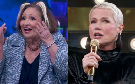 Montagem mostra imagens de Déa Lúcia e Xuxa no Domingão com Huck