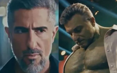 Montagem mostra frames de Marcos Mion e Luciano Huck em chamada da Globo