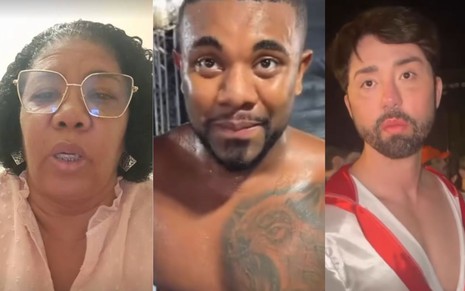 Montagem mostra os rostos de Elisangela Brito, Davi Brito e Rico Melquiades