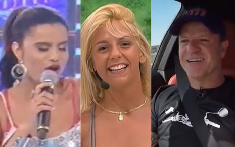 Montagem mostra imagens de Gilmelândia, Carla Perez e Rubens Barrichello no SBT
