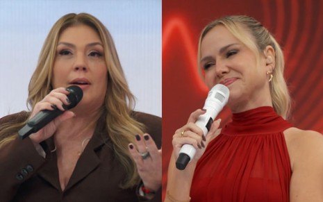 Montagem mostra Simony e Eliana em programa da Globo