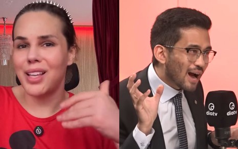 Montagem mostra os rostos de Wanessa Wolf e Kim Kataguiri