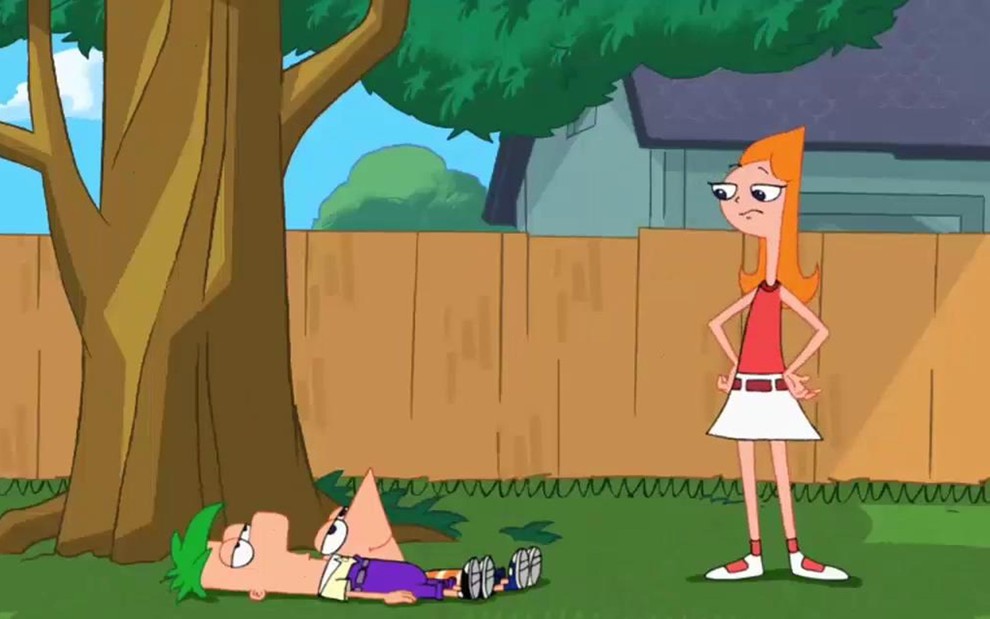 Phineas e Ferb com Candace na série do Disney Channel