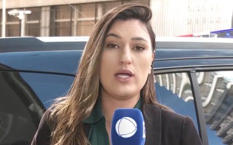 A repórter Marina Caixeta no Balanço Geral SP, da Record