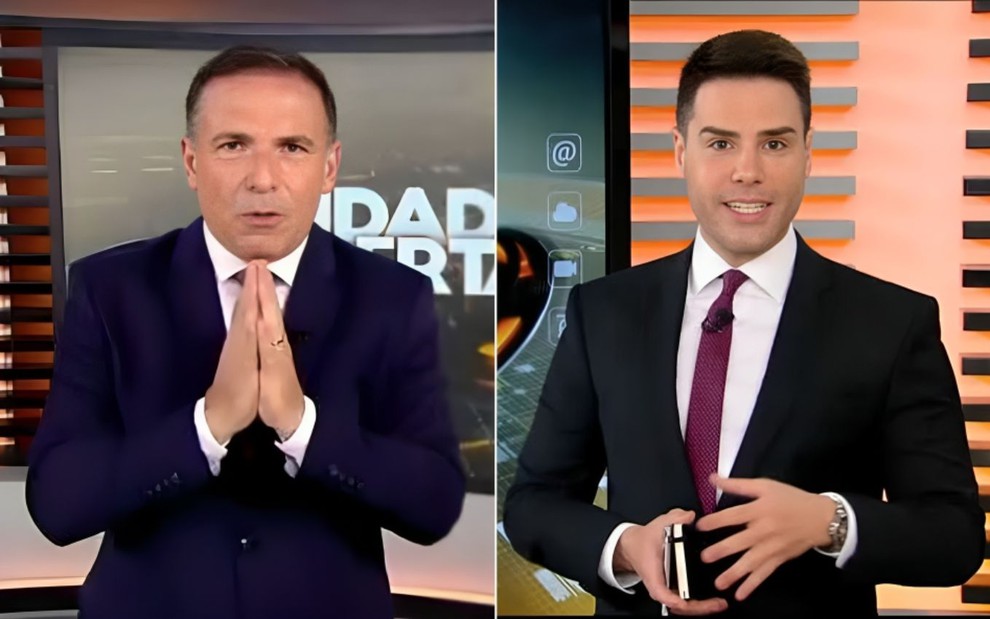 Montagem com Reinaldo Gottino à esquerda e Luiz Bacci à direita no Cidade Alerta